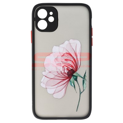 Husa iPhone 11, Plastic Dur cu protectie camera, Flower